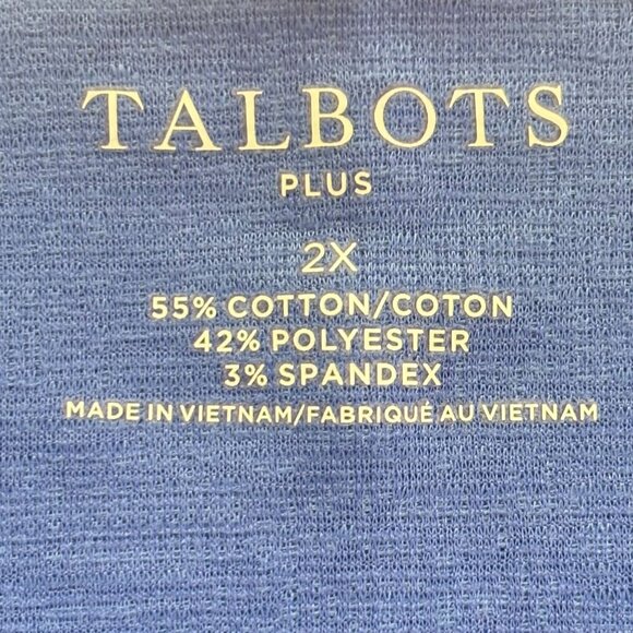 Talbots Plus - Tie-Waist Textured V-Neck Top - Periwinkle Blue - 2S - Picture 7 of 9